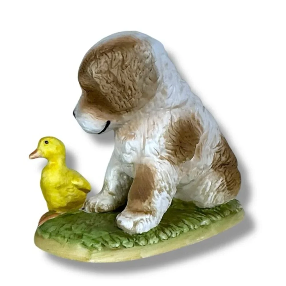 Vintage Spaniel Puppy Dog Duck Porcelain Figurine Homco #1413 Collectible